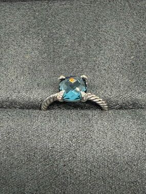 David Yurman chantaline ring in blue topaz with white diamonds
